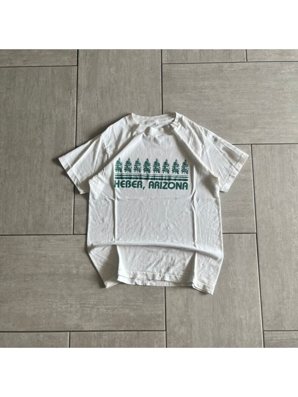 Vintage Thin Heber Arizona Graphic White Cotton T-Shirt Size S